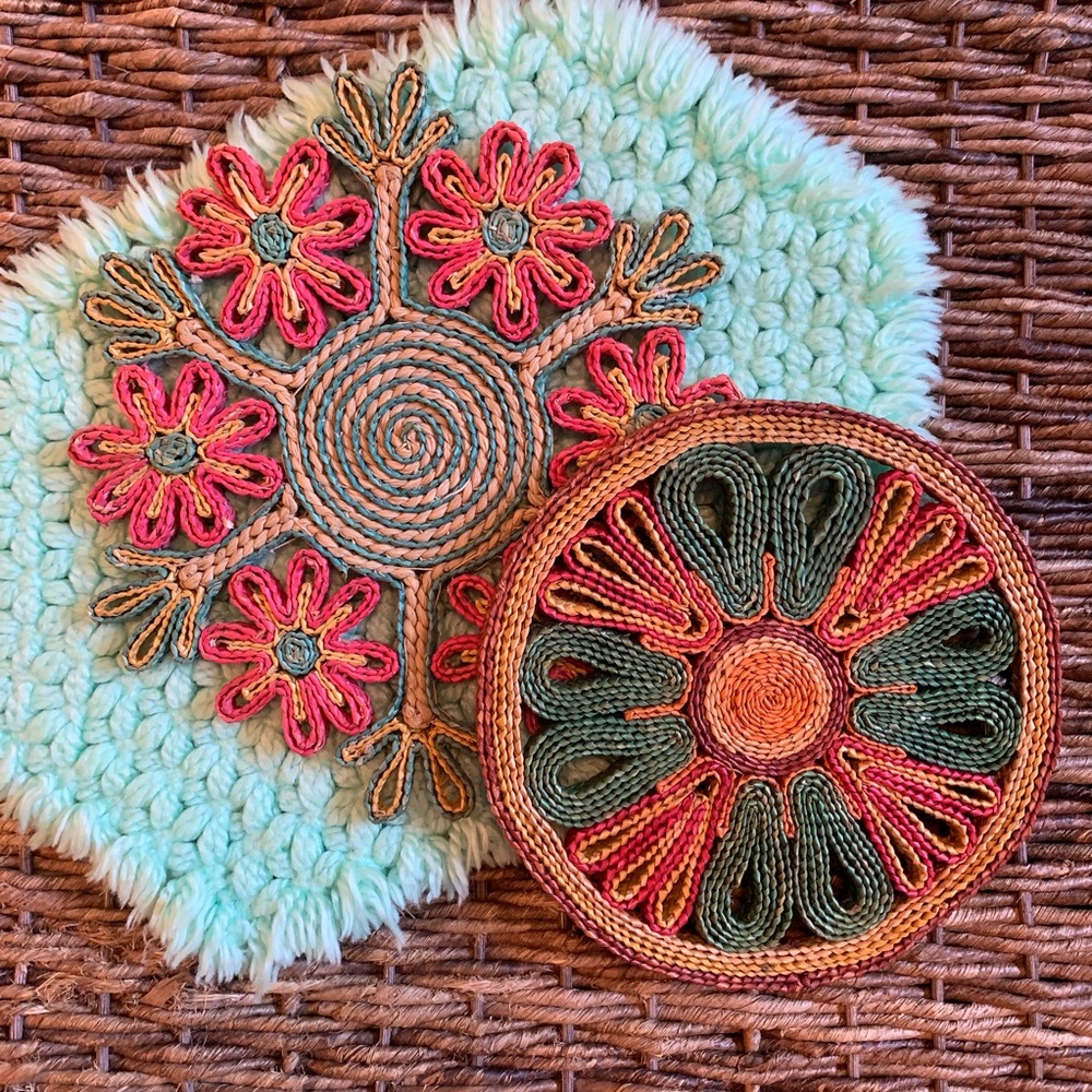 Vintage Woven Hot Pads Pot Holders Trivets